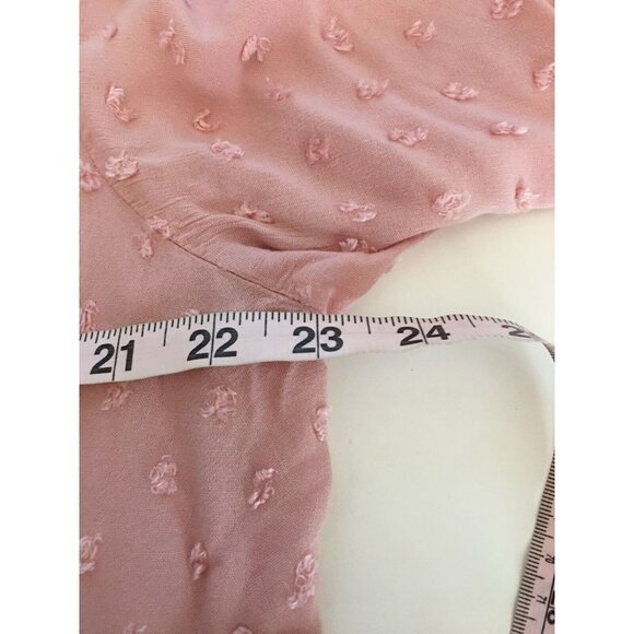 LOFT Blouse Button Down Pink Collar Tie Swiss Dot Size L - Picture 5 of 8